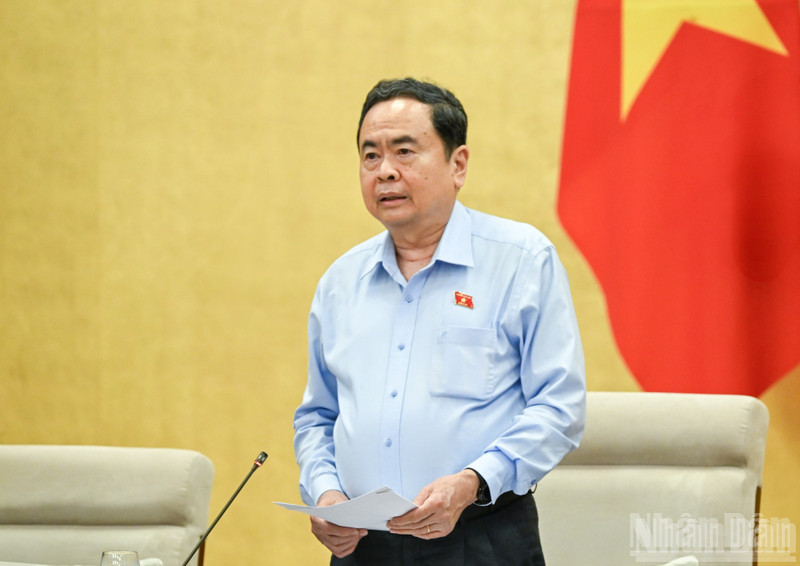 El presidente de la Asamblea Nacional Tran Thanh Man habla en el evento. (Foto: Nhan Dan)