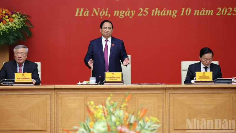 El primer ministro vietnamita, Pham Minh Chinh, habla en el evento. (Foto: Nhan Dan)