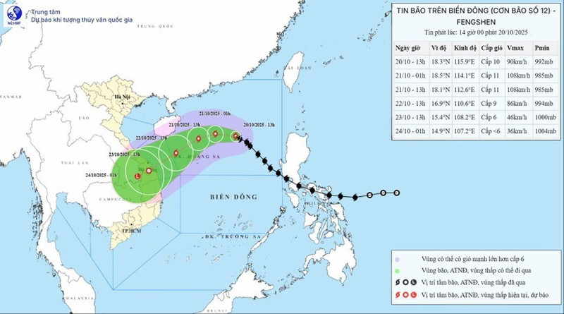 Movimiento de la tormenta n.° 12 (a las 14:00 del 20 de octubre). 