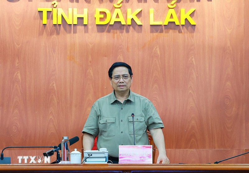 El primer ministro de Vietnam, Pham Minh Chinh, habla en el evento.(Foto: VNA)