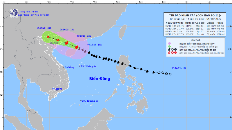 Advierten sobre riesgo de fuertes lluvias en el Norte de Vietnam por el tifón Matmo. (Foto: Centro Nacional de Pronósticos Hidrometeorológicos de Vietnam)