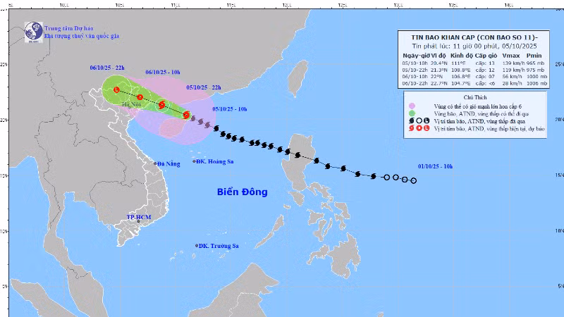 Advierten sobre riesgo de fuertes lluvias en el Norte de Vietnam por el tifón Matmo. (Foto: Centro Nacional de Pronósticos Hidrometeorológicos de Vietnam)