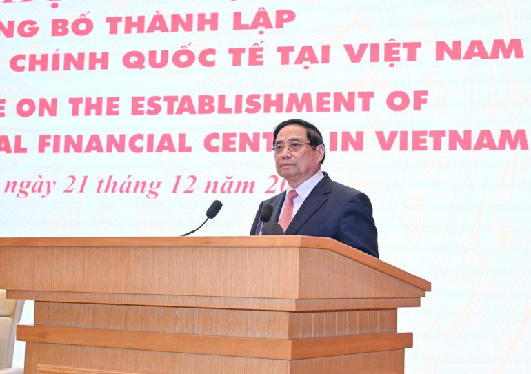 El primer ministro de Vietnam, Pham Minh Chinh, interviene en la cita. (Foto: VNA)