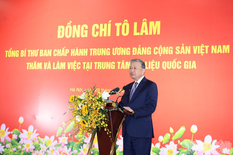El secretario general del Partido Comunista de Vietnam, To Lam, interviene en el evento. (Foto: Nhan Dan)