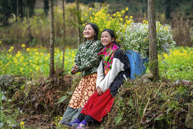 La belleza de la gente combinada con el paisaje también es una atracción para los turistas en Ha Giang. La belleza de la gente combinada con el paisaje también es una atracción para los turistas en Ha Giang.