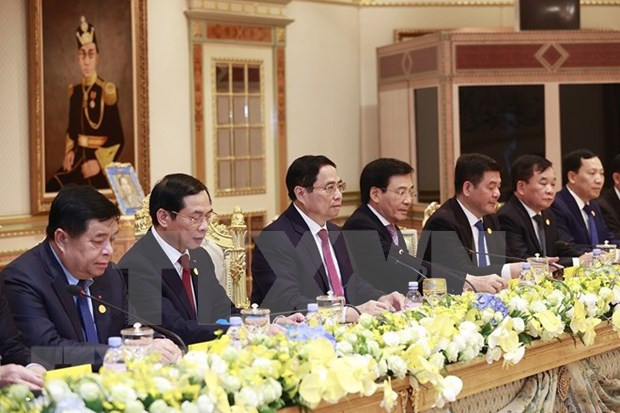 El premier Pham Minh Chinh en la reunión (Fotografía: VNA) El premier Pham Minh Chinh en la reunión (Fotografía: VNA)