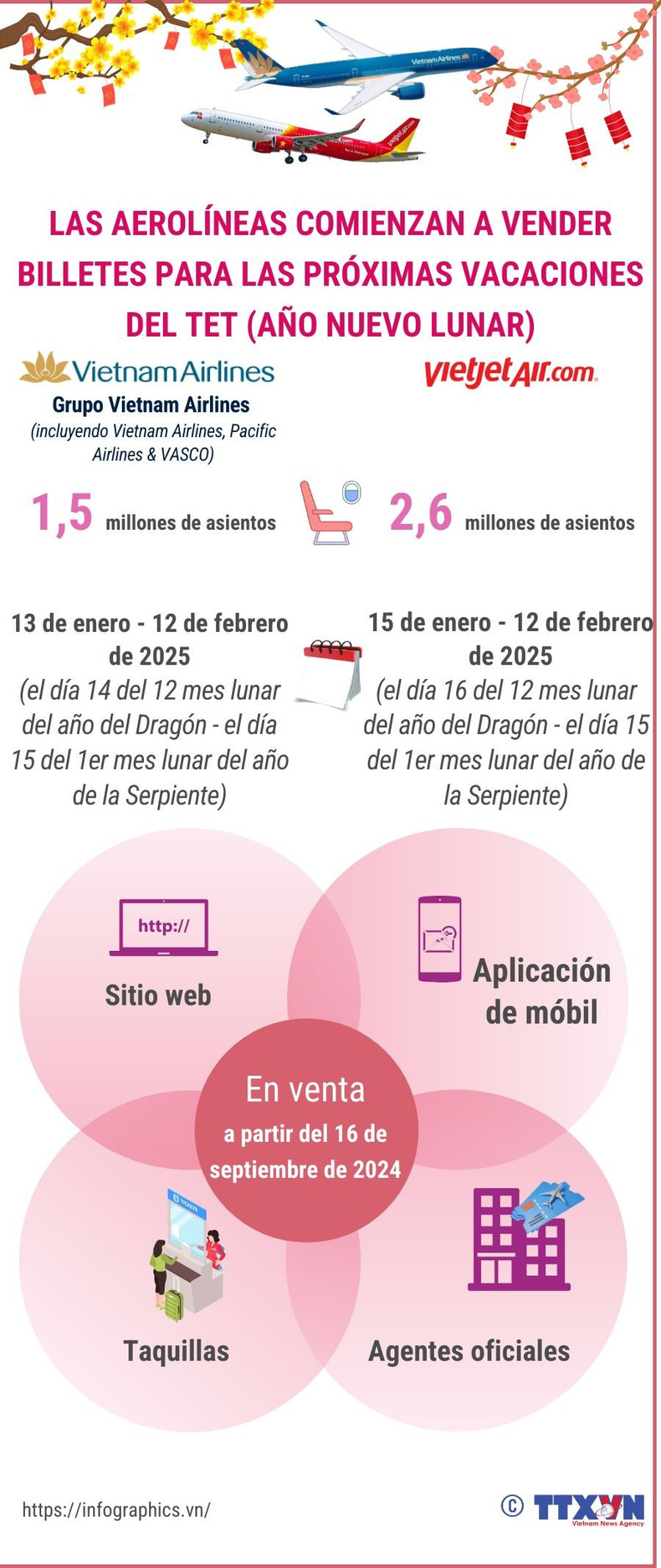 Aerolíneas comienzan a vender billetes para las próximas vacacciones del Tet ảnh 1