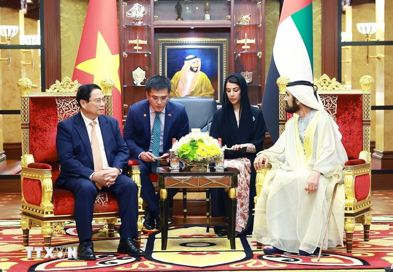 El jefe de Gobierno vietnamita y el vicepresidente y primer ministro de EAU, Sheikh Mohammed bin Rashid Al Maktoum, en la cita. El jefe de Gobierno vietnamita y el vicepresidente y primer ministro de EAU, Sheikh Mohammed bin Rashid Al Maktoum, en la cita.