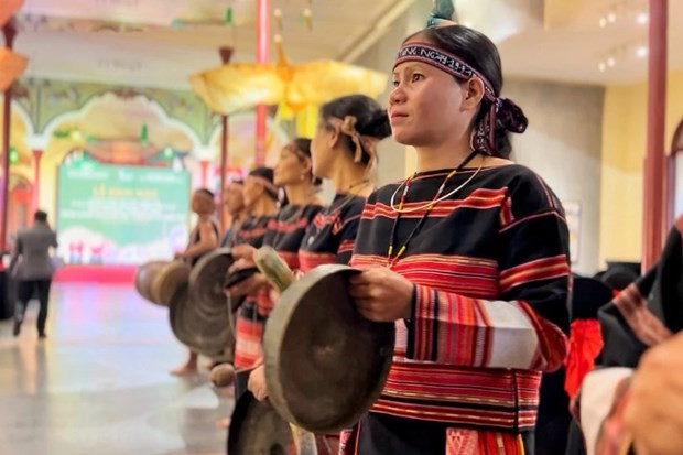 Una actuación de gongs interpretada por artesanos (Foto: VNA) Una actuación de gongs interpretada por artesanos (Foto: VNA)