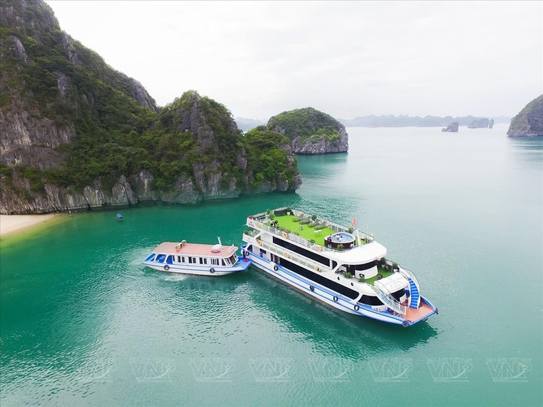 Los cruceros anclan en la bahía para que los turistas experimenten actividades como natación y exploración de pequeñas islas