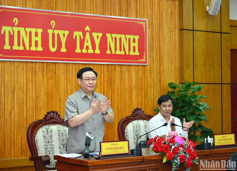 Dinh Hue preside la sesión de trabajo.