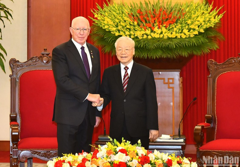 El máximo dirigente partidista vietnamita, Nguyen Phu Trong, y el gobernador general de Australia, David Hurley. El máximo dirigente partidista vietnamita, Nguyen Phu Trong, y el gobernador general de Australia, David Hurley.