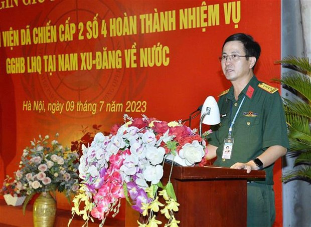 El coronel Pham Manh Thang, jefe del Departamento de Mantenimiento de la Paz de Vietnam, habla en el evento (Foto:VNA) El coronel Pham Manh Thang, jefe del Departamento de Mantenimiento de la Paz de Vietnam, habla en el evento (Foto:VNA)