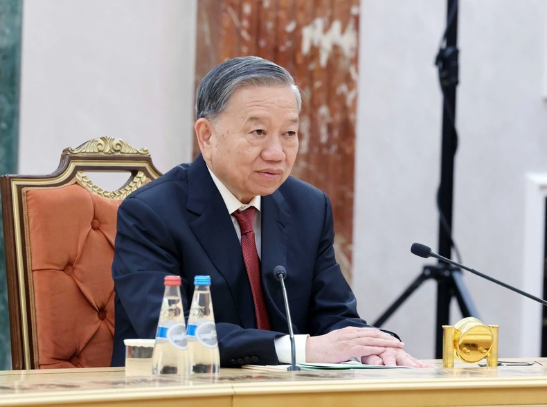 El secretario general del Partido Comunista de Vietnam, To Lam, interviene en el acto. (Foto: VNA) El secretario general del Partido Comunista de Vietnam, To Lam, interviene en el acto. (Foto: VNA)