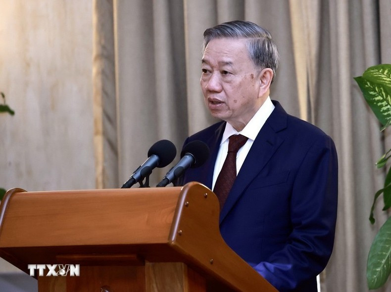 El máximo dirigente vietnamita habla en la cita. (Foto: VNA) El máximo dirigente vietnamita habla en la cita. (Foto: VNA)