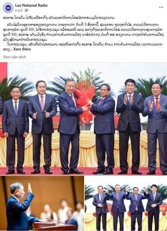 La Radio Nacional de Laos informa sobre la asunción de To Lam al cargo del secretario general del PCV. (Fotografía: VNA)
