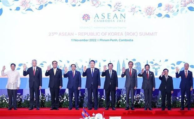 Los jefes de delegaciones de los países miembros la Asean y el presidente de Corea del Sur, Yoon Suk-yeol. (Fotografía: VNA) Los jefes de delegaciones de los países miembros la Asean y el presidente de Corea del Sur, Yoon Suk-yeol. (Fotografía: VNA)