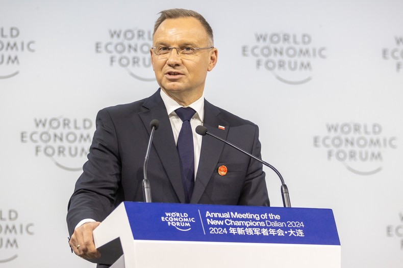 El presidente de Polonia, Andrzej Sebastian Duda, en su intervención. El presidente de Polonia, Andrzej Sebastian Duda, en su intervención.
