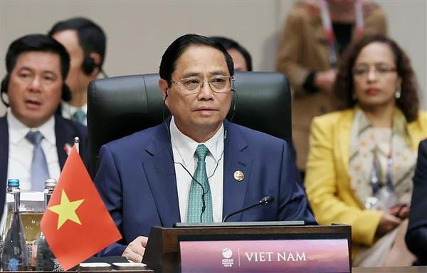 El primer ministro de Vietnam, Pham Minh Chinh, en la 24 Cumbre Asean-Corea del Sur. (Fotografía: VNA) El primer ministro de Vietnam, Pham Minh Chinh, en la 24 Cumbre Asean-Corea del Sur. (Fotografía: VNA)