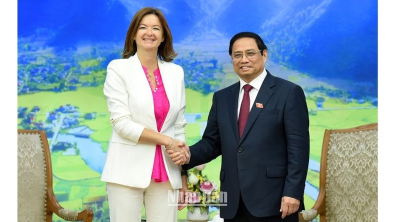 El premier vietnamita recibe a la dirigente eslovena.