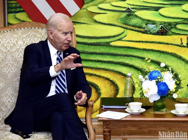 El presidente de Estados Unidos interviene en la reunión. El presidente de Estados Unidos interviene en la reunión.