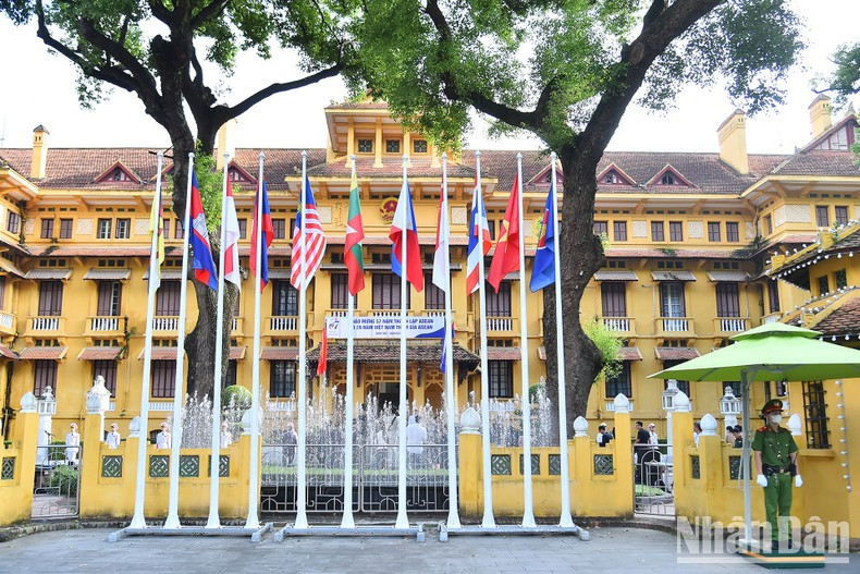Fachada de la sede de la Cancillería vietnamita, lugar del acto.