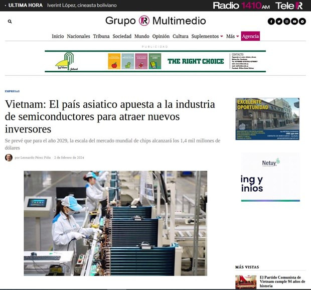 Captura de pantalla del artículo“Vietnam: El país asiático apuesta a la industria de semiconductores para atraer nuevos inversores”. (Fuente: Grupo Multimedio) Captura de pantalla del artículo“Vietnam: El país asiático apuesta a la industria de semiconductores para atraer nuevos inversores”. (Fuente: Grupo Multimedio)