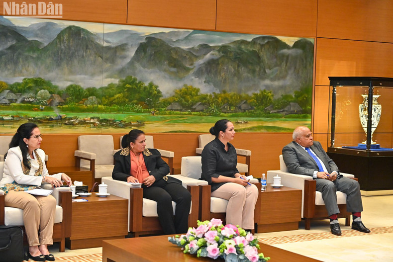 El embajador de Cuba en Vietnam, Orlando Nicolás Hernández Guillén, y miembros de la delegación de la Federación de Mujeres Cubanas.