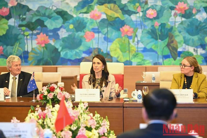 La titular del Gobierno neozelandés en su intervención.