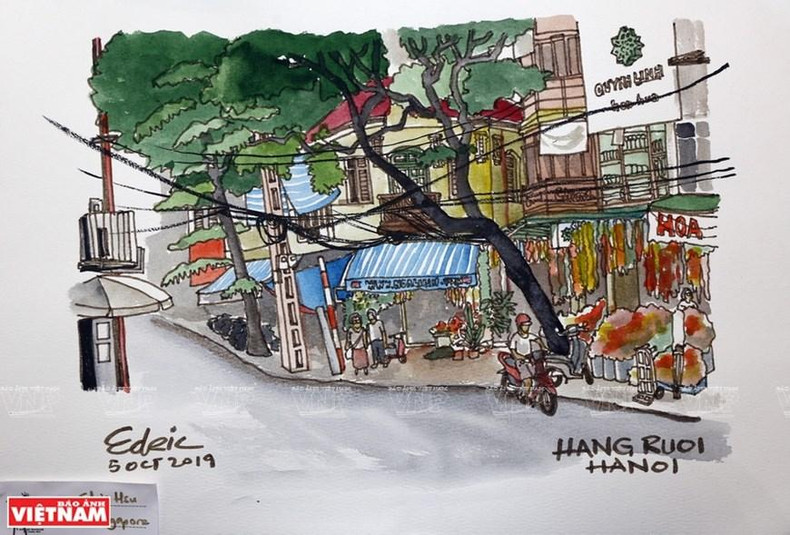 Una esquina en el casco antiguo de Hanói.