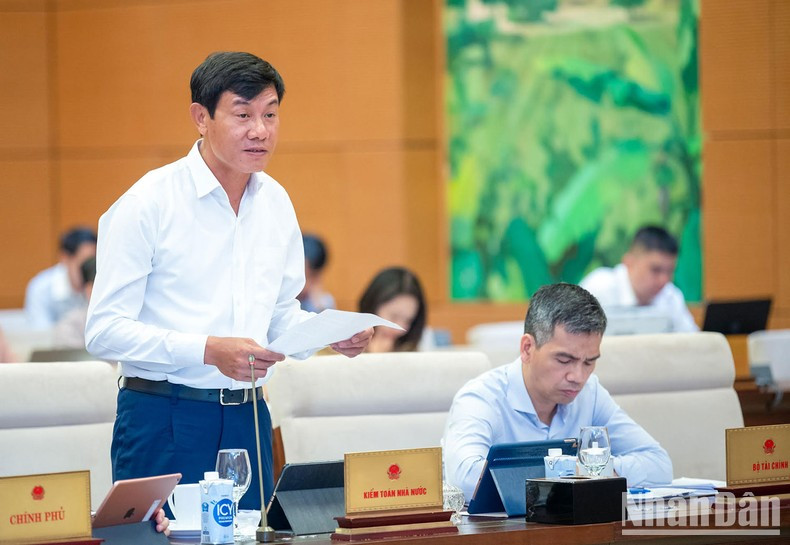 Doan Anh Tho, auditor general adjunto del Estado, presenta un informe.