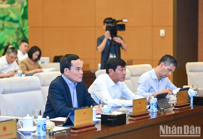 El vice primer ministro Tran Luu Quang y otros delegados en la reunión.