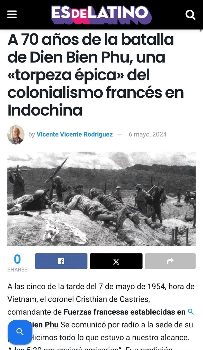 El periódico El Debate de España publica información sobre desfiles militares en conmemoración al 70 aniversario de la Victoria de Dien Bien Phu. (Fuente:VNA) El periódico El Debate de España publica información sobre desfiles militares en conmemoración al 70 aniversario de la Victoria de Dien Bien Phu. (Fuente:VNA)