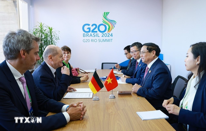 El primer ministro de Vietnam, Pham Minh Chinh, se reúne con el presidente de Alemania, Olaf Scholz.