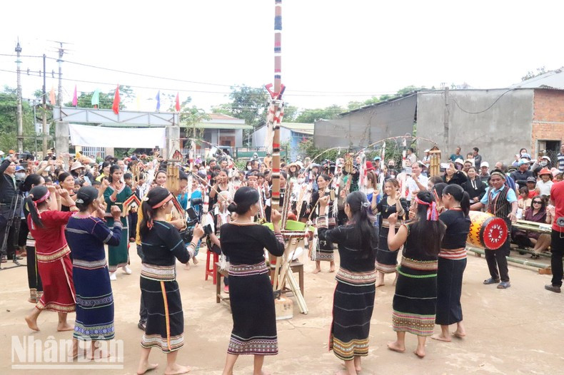 Todos se toman de la mano y bailan alrededor del árbol de neu.