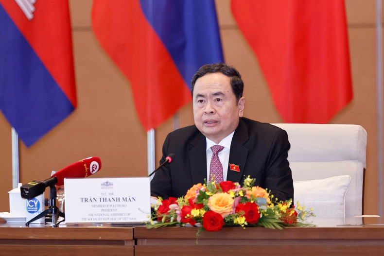 El presidente de la Asamblea Nacional de Vietnam, Tran Thanh Man, habla en el evento. (Fuente:VNA)