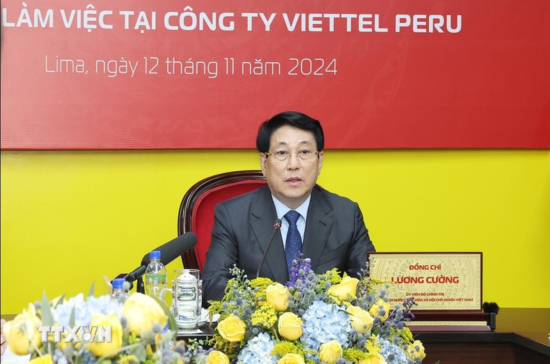 El jefe del Gobierno vietnamita Luong Cuong habla en la cita. El jefe del Gobierno vietnamita Luong Cuong habla en la cita.