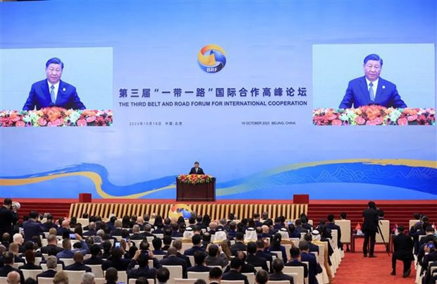 El secretario general del Partido Comunista y presidente chino, Xi Jinping, habla en el evento (Fuente:VNA) El secretario general del Partido Comunista y presidente chino, Xi Jinping, habla en el evento (Fuente:VNA)