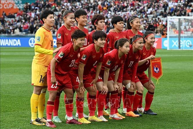 La selección femenina de fútbol de Vietnam en su primer partido contra Estados Unidos en la Copa Mundial de FIFA 2023, efectuado en Auckland, Nueva Zelanda, el 22 de julio de 2023. Foto: AFP/VNA La selección femenina de fútbol de Vietnam en su primer partido contra Estados Unidos en la Copa Mundial de FIFA 2023, efectuado en Auckland, Nueva Zelanda, el 22 de julio de 2023. Foto: AFP/VNA