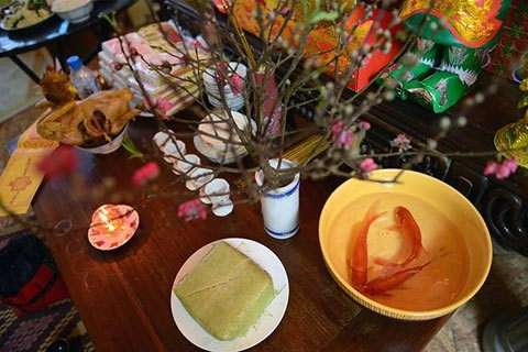 La ofrenda dedicada a los dioses de la cocina (Fotografía: VNA)
