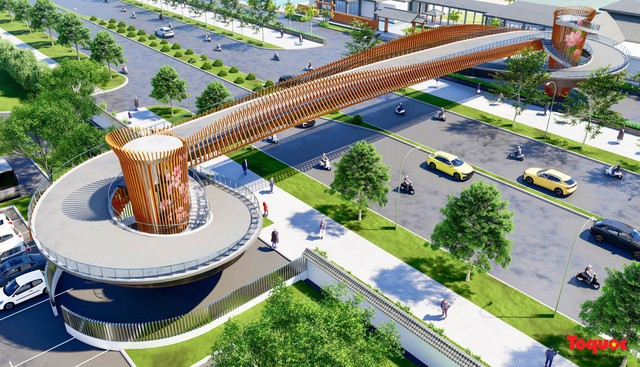 La empresa japonesa de Mikazuki construye el puente peatonal que cruza la calle Nguyen Tat Thanh, en Da Nang.
