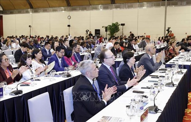 Los delegados en la IX Conferencia Gloval de Jóvenes Parlamentarios (Fuente: VNA)