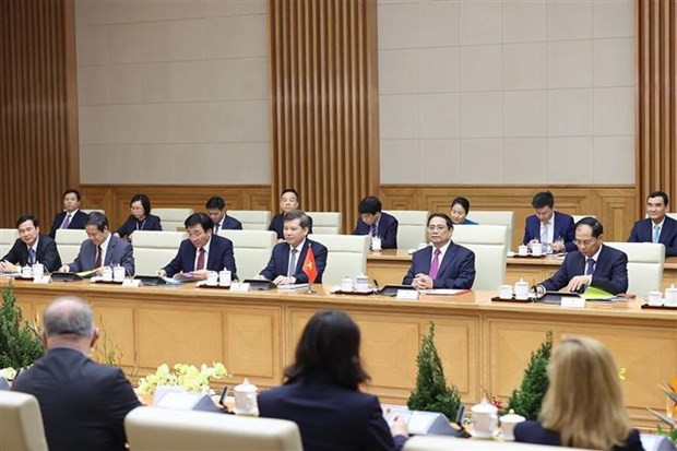 El primer ministro de Vietnam, Pham Minh Chinh, interviene en la cita (Foto: VNA)