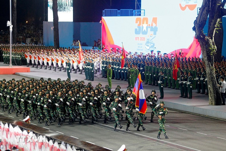 El bloque de la fuerza del Ejército Popular de Laos.