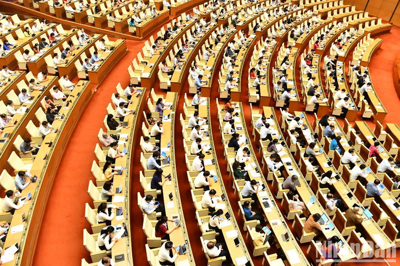 [Foto] Comenzan sesiones de interpelaciones de la Asamblea Nacional de Vietnam ảnh 4