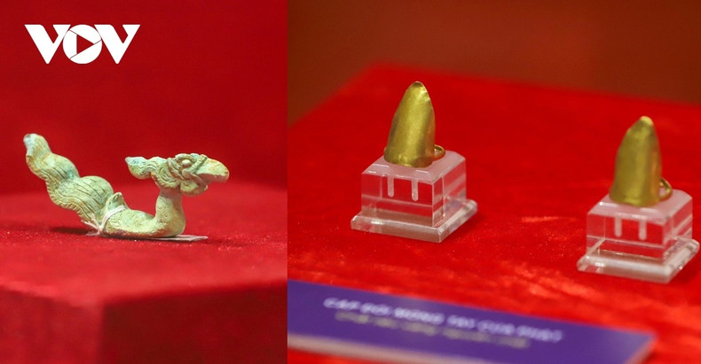 Entre unos 200 documentos, objetos e imágenes presentados, varios materiales se exhiben por primera vez, tales como un par de uñas de Buda (hechas de oro puro) y una estatua en bronce del ave fénix que data del siglo XIV en el templo de An Sinh, provincia de Quang Ninh. Entre unos 200 documentos, objetos e imágenes presentados, varios materiales se exhiben por primera vez, tales como un par de uñas de Buda (hechas de oro puro) y una estatua en bronce del ave fénix que data del siglo XIV en el templo de An Sinh, provincia de Quang Ninh.