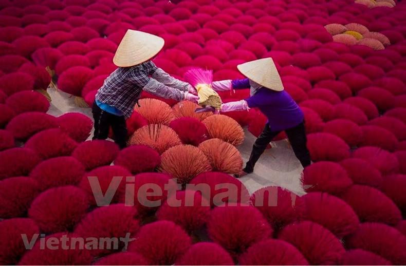 Según los ancianos locales, el oficio de elaborar inciensos se practicó en Quang Phu Cau hace unos 100 años, primeramente en la aldea de Phu Luong Thuong, antes de expandirse a las restantes de la comuna, incluidas Xa Cau, Quang Nguyem, Phu Luong Ha, Cau Bau y Dao Tu. El trabajo de elaborar inciensos puede generar buenos ingresos, pero no demasiado. Los residentes locales están muy interesados en esta ocupación porque pueden aprovechar cualquier tiempo para trabajar. Los productos de incienso producidos por los pobladores de Quang Phu Cau se clasifican en dos categorías: varillas de incienso para la exportación y las para el mercado nacional.