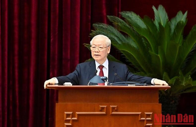 Nguyen Phu Trong interviene en la conferencia. Nguyen Phu Trong interviene en la conferencia.