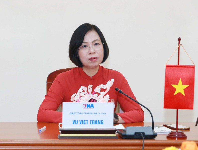 La directora general de la VNA, Vu Viet Trang, habla en el evento. (Fotografía: VNA) La directora general de la VNA, Vu Viet Trang, habla en el evento. (Fotografía: VNA)