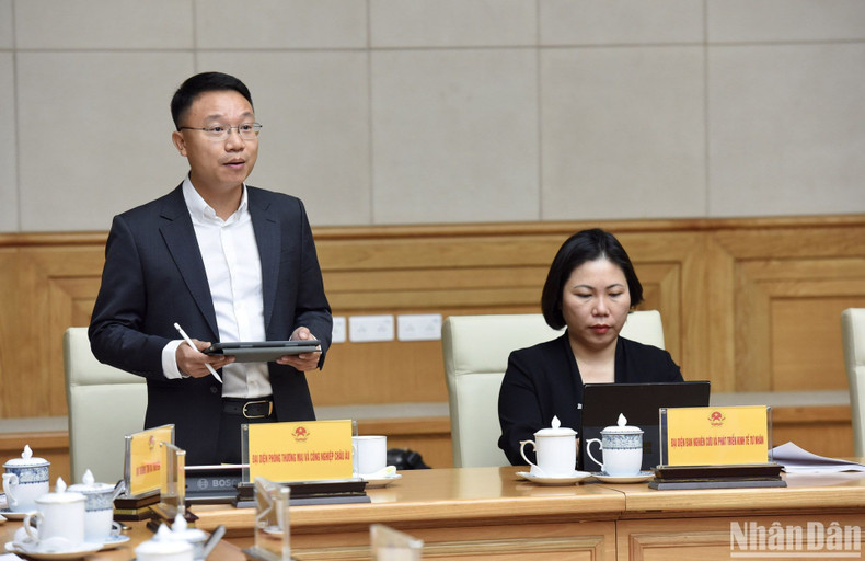 Representante de la Cámara de Comercio e Industria de Europa interviene en la reunión. Representante de la Cámara de Comercio e Industria de Europa interviene en la reunión.